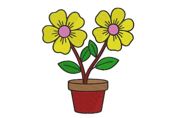 Cute Flower Pot Embroidery Design Review