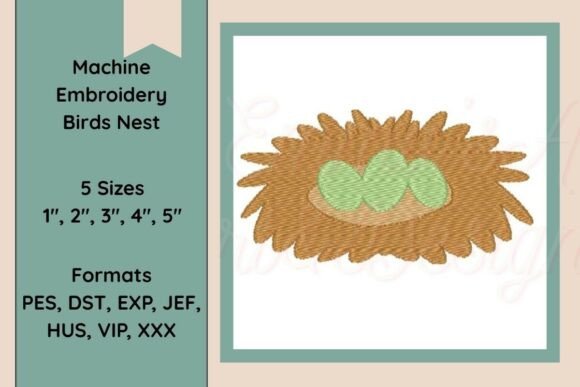 Machine Embroidery Bird's Nest with Eggs
