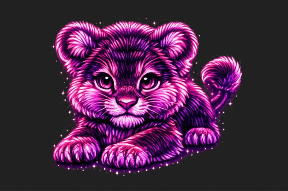 Neon Colorful Baby Lion Embroidery Png Review